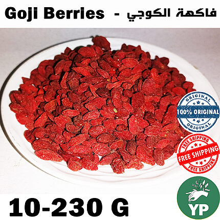 A white plate piled high with vibrant ruby-red dried goji berries, showcasing their rich color and natural quality