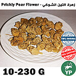 Dried golden-beige prickly pear cactus flowers on a white ceramic plate, showing whole dried blooms with natural texture