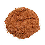 Fine reddish-brown Peganum Harmala powder mound on white background with 100% original and free shipping badges - Variation